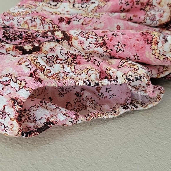 Torrid Pink Boho Floral Washable Crinkle Gauze Cris Cross Back Top - Size 1X - Picture 6 of 12